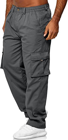 Photo 1 of size: large Men's Cargo Pants Relaxed Fit Sport Pants Jogger Sweatpants Drawstring Outdoor Trousers with Pockets