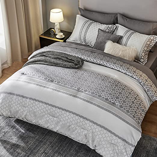 Photo 1 of Bedsure King Size Bed in a Bag - 8 Piece Hotel Style King Sized Comforter Bedding Set, Soft Textured King Bed in a Bag Comforter Set with Sheets, Luxurious Grey Bedding Set