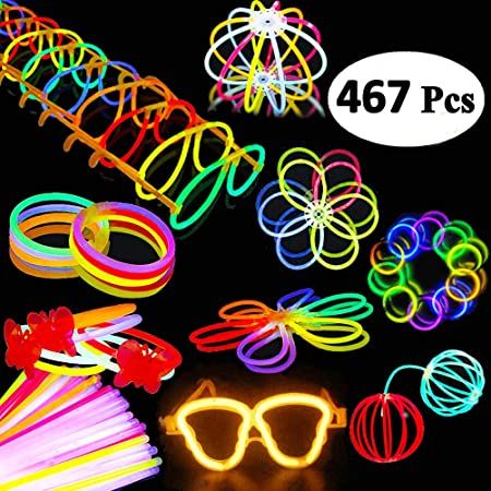 Photo 1 of 467Pcs Glow Sticks Glow Party Favors for Kids/Adults: 200 Glowsticks Party Packs 7 colors & Connectors for Glow Necklace, Flower Balls, Luminous Glasses and Triple/Butterfly Bracelets