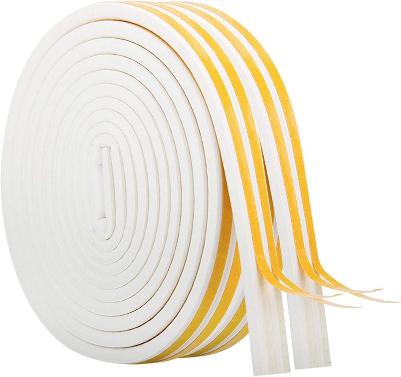 Photo 1 of 33Feet Long Weather Stripping,Insulation Weatherproof Doors and Windows Seal Strip,Collision Avoidance Rubber Self-Adhesive Weatherstrip,2 Rolls(White)