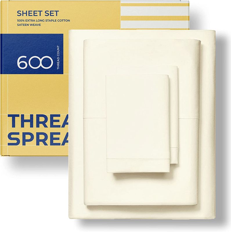 Photo 1 of [King] 600 TC Bed Sheet Set - 100% Cotton Sheets - Silky & Soft Like Egyptian Cotton - Fits Mattress Upto 18'' DEEP Pocket
