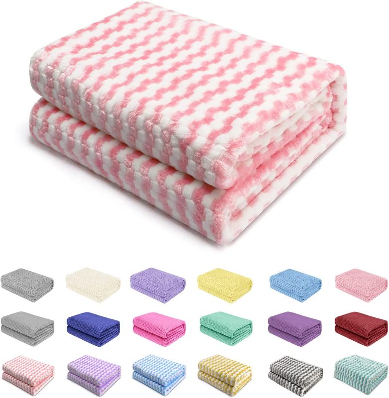Photo 1 of Baby Blanket Flannel, Cozy Throw Blankets for Newborn Infant and Toddler, Super Soft and Warm Receiving Baby Blanket for Crib Stroller(Grid Pink 4050")