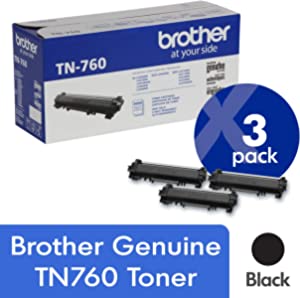 Photo 1 of Brother Genuine TN760 3-Pack High Yield Black Toner Cartridge with approximately 3,000 page yield/cartridge