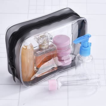 Photo 1 of 3 Pack Clear PVC Zippered Toiletry Carry Pouch 