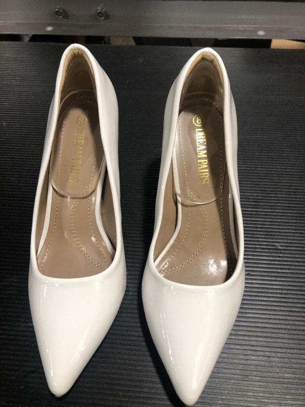 Photo 3 of DREAM PAIRS Women's High Stiletto, Pointed Toe, Pumps in size 8 white PU leather