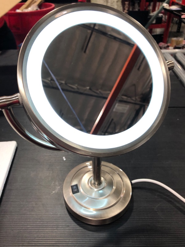 Photo 2 of Cavoli 8.5 inch LED Makeup Mirror with 10x Magnification [Silver]