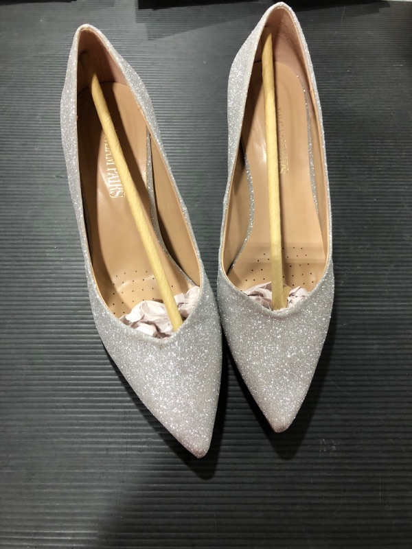 Photo 3 of [Size 7] DREAM PAIRS Women’s High Chunky Closed Pointed Toe Block Heels [Silver]