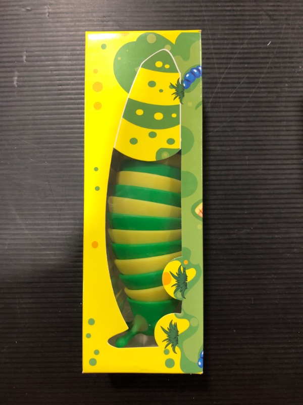 Photo 2 of 3D Printed Articulated Slug Toy, Flexible Fidget (Yellow-Green)