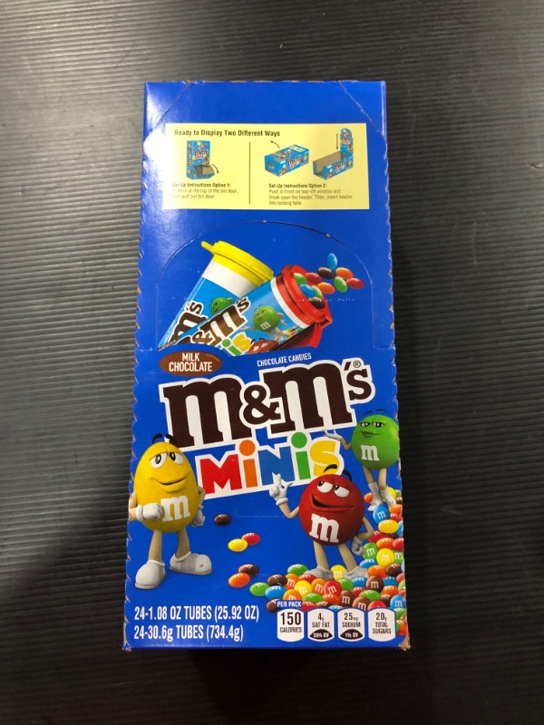 Photo 2 of [EXP 10-22] M&M'S MINIS Milk Chocolate Candy, 1.08-Ounce Tubes (Pack of 24)
