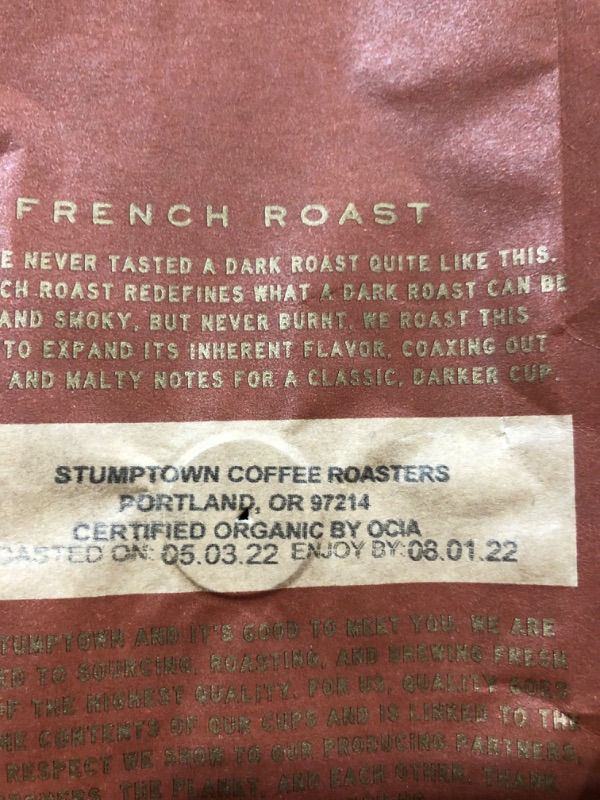 Photo 3 of [EXP 8-22] Stumptown Coffee, Organic, Whole Bean, French Roast Blend - 12 oz 