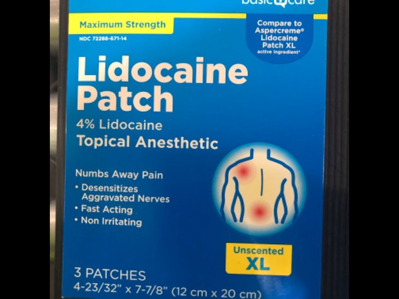 Photo 2 of Amazon Basic Care Lidocaine Patch, 4% Topical Anesthetic XL, 12 cm x 20 cm, Pain Relieving Patch, Up to 8 Hours' Relief for Joint Pain, Back Pain, Neck Pain, Shoulder Pain, Knee Pain, 3 Count