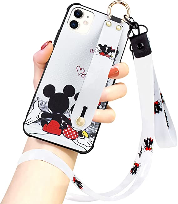 Photo 1 of  iPhone 11- 6.1 Inch Cute Mickey Mouse Casew/ Lanyard Wrist Strap 