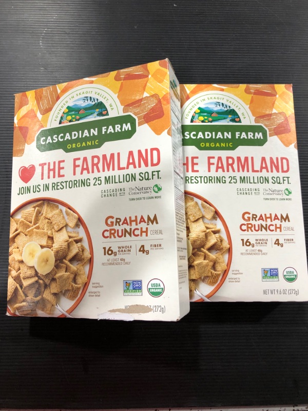 Photo 2 of [2 Pack] Cascadian Farm Organic Cereal, Graham Crunch - 9.6 oz box [EXP 8-22]