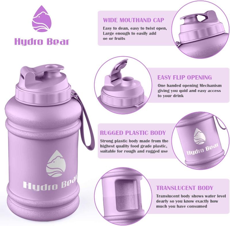 Photo 2 of 64oz Half Gallon Hydro Bear Water Bottle [Lilac]