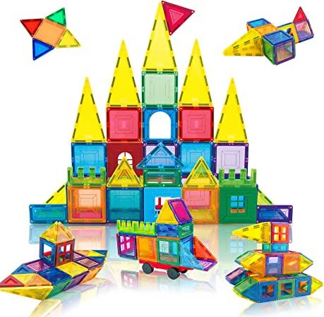 Photo 1 of Magnetic Tiles 68pcs Building Blocks Set Magnets for KidsLearning Construction STEM Educational Toys Birthday Gifts,Toddlers Ages 4-8