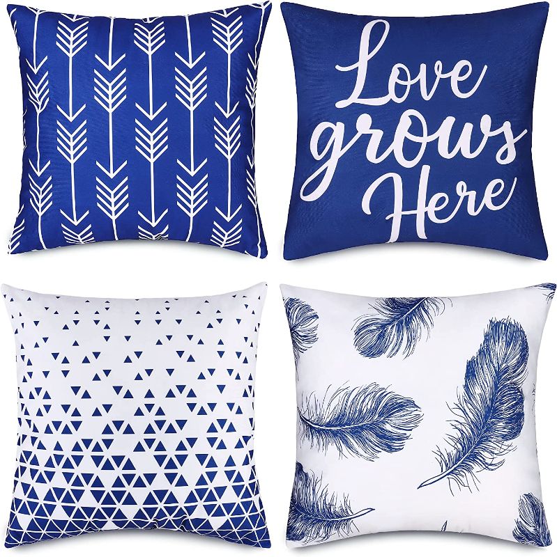 Photo 1 of ButyHome Throw Pillow Covers 18 x Set of 4 [Blue Geometry]