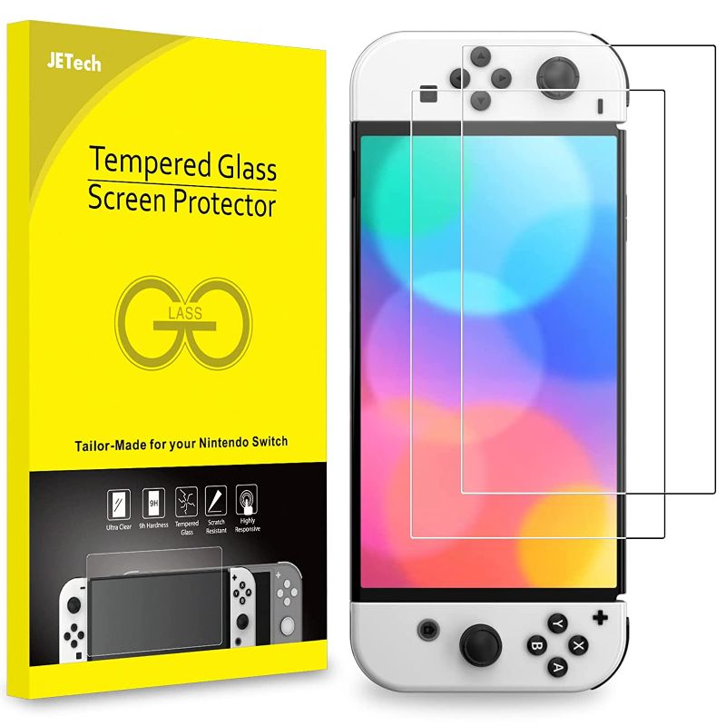 Photo 1 of [2 Pack] JETech Screen Protector Compatible with Nintendo Switch 7-Inch 2021 Release, Tempered Glass Film [4 Total]