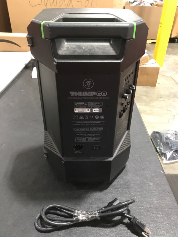 Photo 1 of Mackie Thump Go 8" Portable Bluetooth Battery-Powered Loudspeaker and Cable. MISSING BOX & ACCESSORIES. PRIOR USE. 
