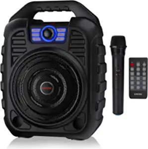 Photo 1 of EARISE T26 Portable Bluetooth PA Speaker System with Wireless Microphone, 12W Karaoke Machine for Party/Outdoors, 3600mAh Battery, FM Radio, Audio Recording, Remote Control, Supports TF Card/USB/AUX. PRIOR USE. 
