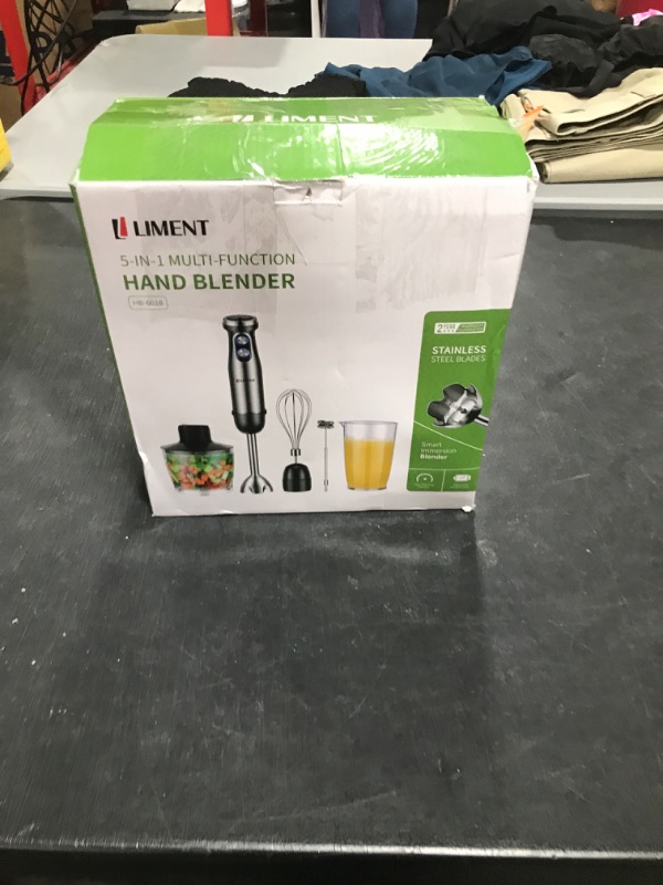 Photo 1 of 20-Speed Immersion Blender, LIMENT 5-in-1 Multi-Purpose Hand Blender, Heavy Duty & Low-Noise DC Motor, With Food Chopper, Whisk, Milk Frother, Mixing Beaker Attachments, 304 Stainless Steel, BPA-Free