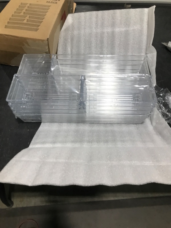 Photo 2 of 14 PCS Clear Plastic Drawer Organizer Tray for Makeup
