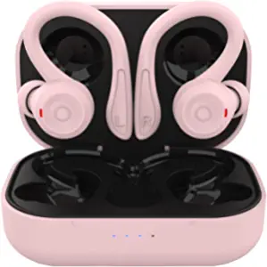 Photo 1 of Pink Over Ear Wireless Earbuds with Earhooks Running Bluetooth Earbuds with Ear Hook Waterproof Small Earphones in Ear Headphones Noise Cancelling Headset Android Ear Buds for Workout Sport Gym. PRIOR USE. 
 