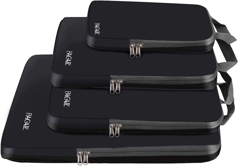 Photo 1 of BAGAIL 4 Set Compression Packing Cubes Travel Accessories Expandable Packing Organizers. PRIOR USE. 
