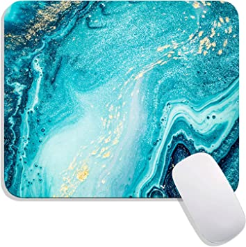 Photo 1 of Hokafenle Square Mouse Pad Blue Marble , Personalized Premium-Textured Custom Mousepads Design,Washable Mousepad Lycra Cloth,Non-Slip Rubber Base Computer Mouse Pads for Wireless Mouse
