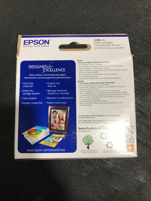 Photo 3 of EPSON T220 DURABrite Ultra -Ink Standard Capacity Color Combo Pack (T220520-S) for select Epson Expression and WorkForce Printers
