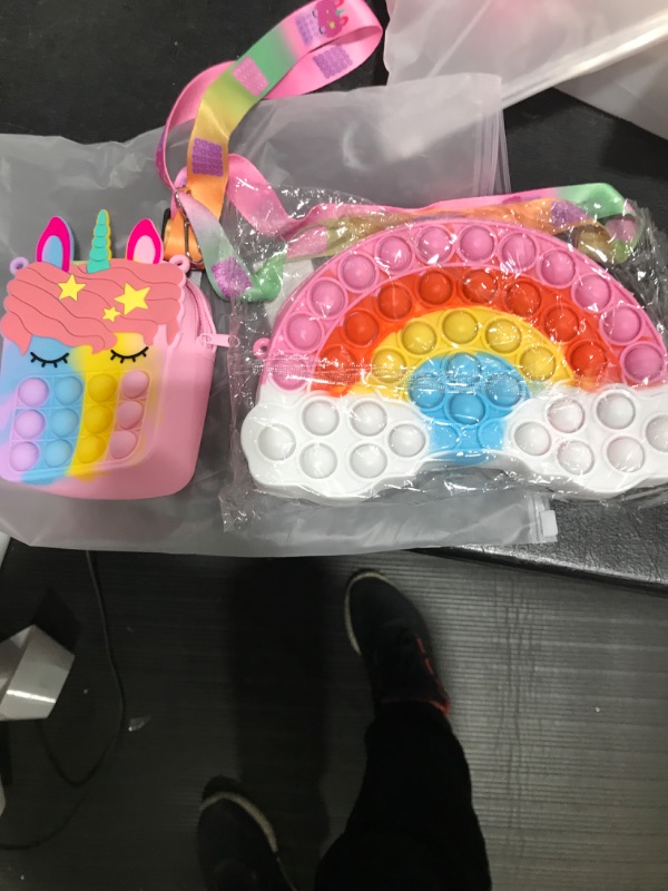 Photo 2 of 2 Pack Pop Shoulder Bag Toys for Girls and Women, Big Rainbow Pop Fidget Bag Lovely Cartoon Pop Purse Bags for Mom and Daughter Easter Party Favors https://a.co/d/eCswR1G