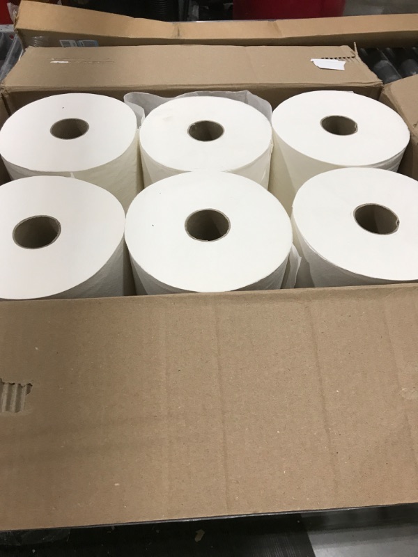 Photo 2 of AmazonCommercial 1-Ply White Hardwound Paper Towels|Bulk for Business|High Capacity Roll|Compatible with Universal Dispensers|FSC Certified|800 Feet per Roll (6 Rolls)
