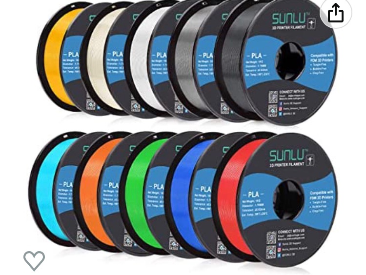 Photo 1 of SUNLU PLA Filament 1.75mm 10KG (22LBS) PLA 3D Filament for 3D Printer & 3D Pens Tolerance Accuracy +/- 0.02 mm, 10x1KG (10 Colors)