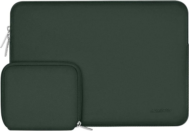 Photo 1 of MOSISO Laptop Sleeve Compatible with MacBook Air/Pro Retina, 13-13.3 inch Notebook, Compatible with MacBook Pro 14 inch 2021 2022 M1 Pro/M1 Max A2442, Neoprene Bag with Small Case, Midnight Green