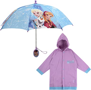 Photo 1 of Disney Kids Umbrella and Slicker, Frozen Elsa and Anna Toddler and Little Girl Rain Wear Set, for Ages 4-7