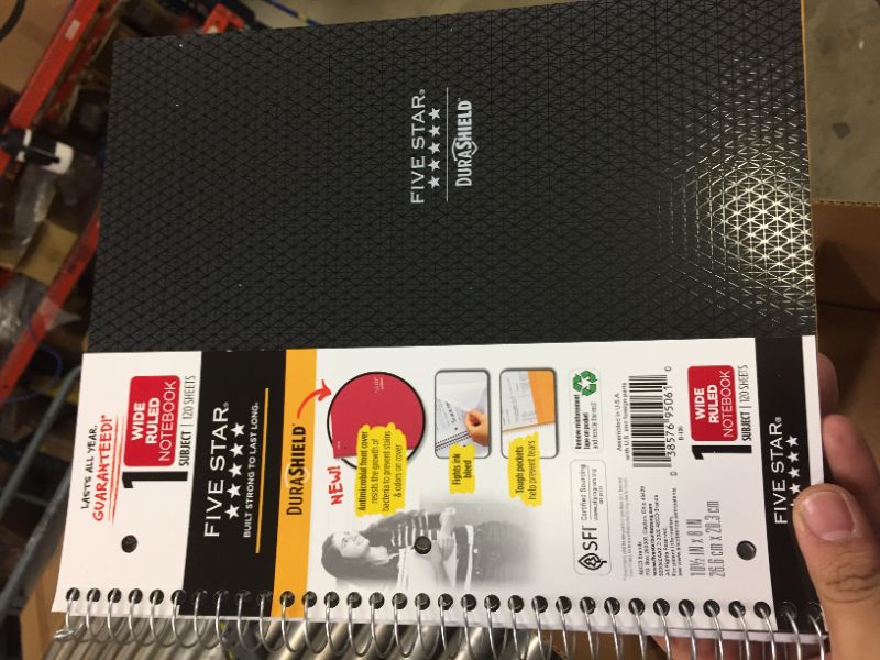 Photo 2 of Five Star DuraShield Notebooks with Antimicrobial Front Covers, 12 Pack, 1-Subject, Wide Ruled Paper, 11" x 8-1/2", 100 Sheets, Assorted Colors