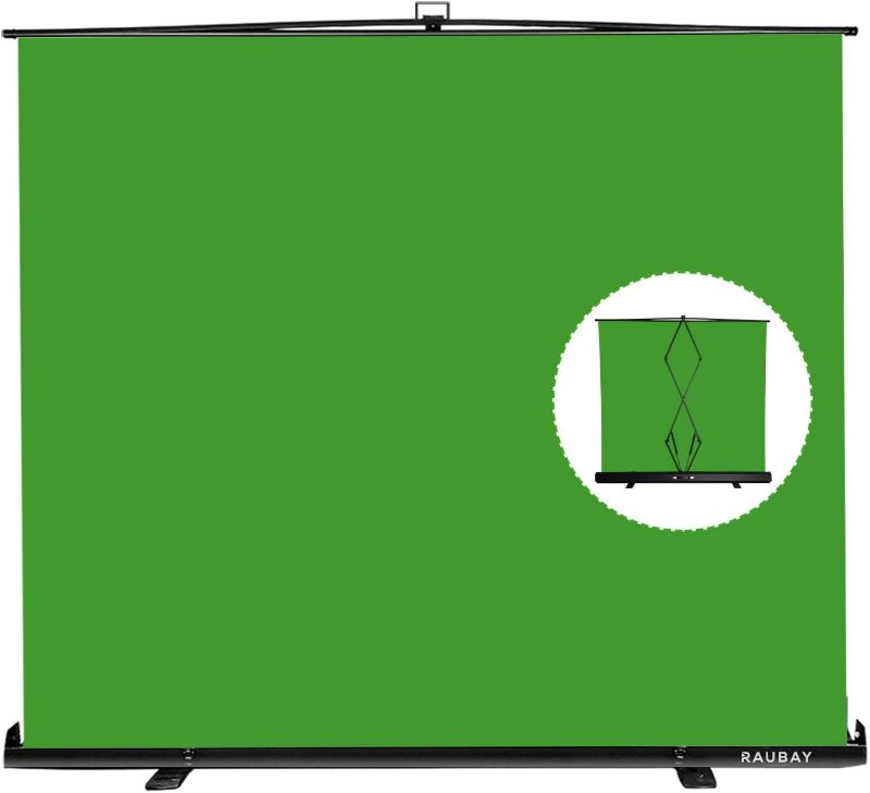 Photo 1 of ?Wider Style? RAUBAY 78.7in x 74.8in Large Collapsible Green Screen Backdrop Portable Retractable Chroma Key Panel Photo Background with Stand for Video Conference, Photographic Studio, Streaming
