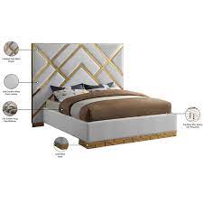 Photo 1 of box 1 of 2 for Meridian Furniture Vector White Faux Leather King Bed
