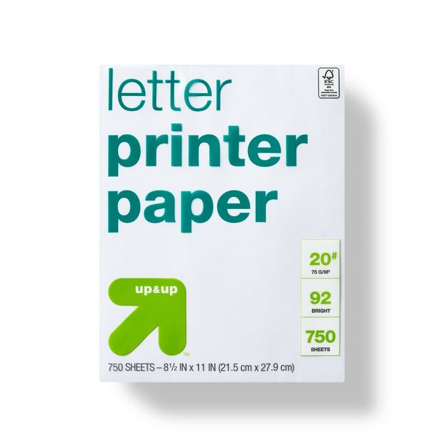 Photo 1 of 750 Sheets Letter Printer Paper White - up & up™

