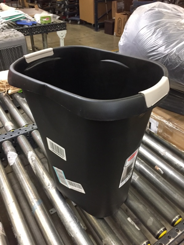 Photo 2 of 8 Gal. Black Rectangular Trash Can with LinerLock