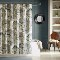 Photo 1 of 72"x72" Mira Cotton Printed Shower Curtain Blue

