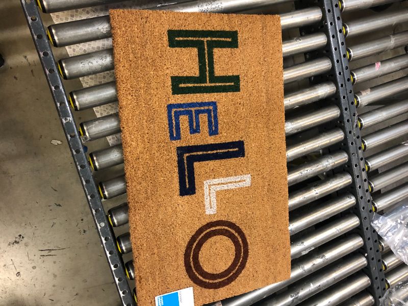 Photo 2 of 1'6"x2'6" Hello Colorblocked Coir Doormat - Room Essentials™

