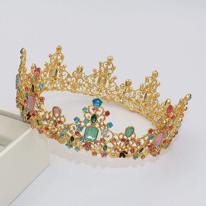 Photo 1 of FMOGG Hair Crowns for Women Crystal Queen Bridal Tiara Crown Bride Diadem Hair Ornaments Pageant Headpiece Wedding Head Accessories Baroque02