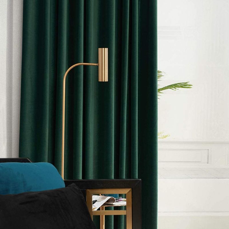 Photo 1 of 1 Pair Curtains Dark Green Luxury Blackout Curtains for Bedroom and Living Room 26" x 40"
