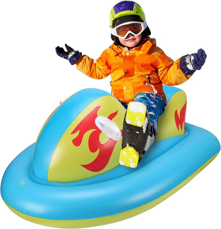 Photo 1 of Inflatable Snow Tube for Kids and Adults, Heavy Duty Winter Snow Sled Made by Thickening Material of 0.45mm, Giant Snow Toys for Winter Sport Fun - 50 Inch