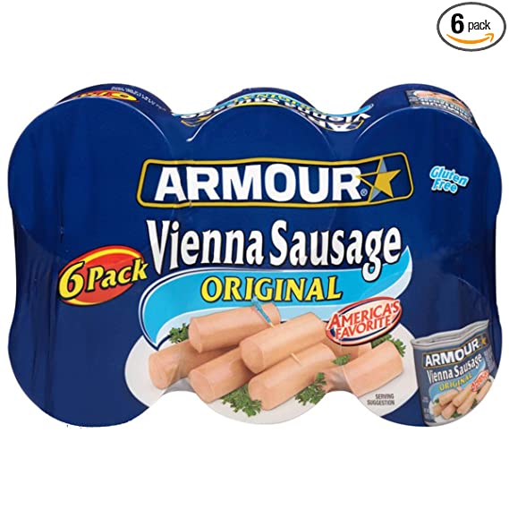 Photo 1 of Armour Star Vienna Canned Sausage, Original Flavor, 4.6 Oz, Pack of 6, 4.6 Ounce (Pack of 6) (07941)
PACK OF 2 
BB JUN 14 2024 