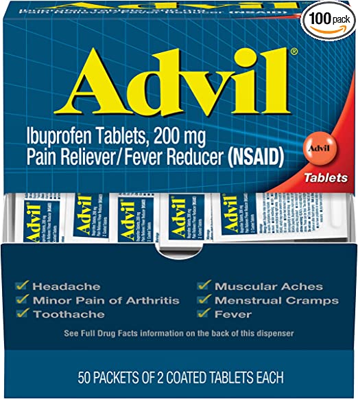 Photo 1 of Advil Pain Reliever and Fever Reducer, Pain Relief Medicine with Ibuprofen 200mg for Headache, Backache, Menstrual Pain and Joint Pain Relief - 100 Coated Tablets
BB 02 23 