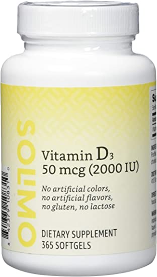 Photo 1 of Amazon Brand - Solimo Vitamin D3 50 mcg (2000 IU), 365 Softgels, Value Size - One Year Supply, Supports Strong Bones and Immune Health
BB 06 2023 