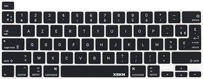 Photo 1 of XSKN French Language Black Silicone Keyboard Cover Skin for Touch Bar Models 2019 New MacBook Pro 16 inch A2141 2020 New MacBook Pro 13.3 inch A2251 A2289 A2338 M1 Keyboard US & EU Common Version
