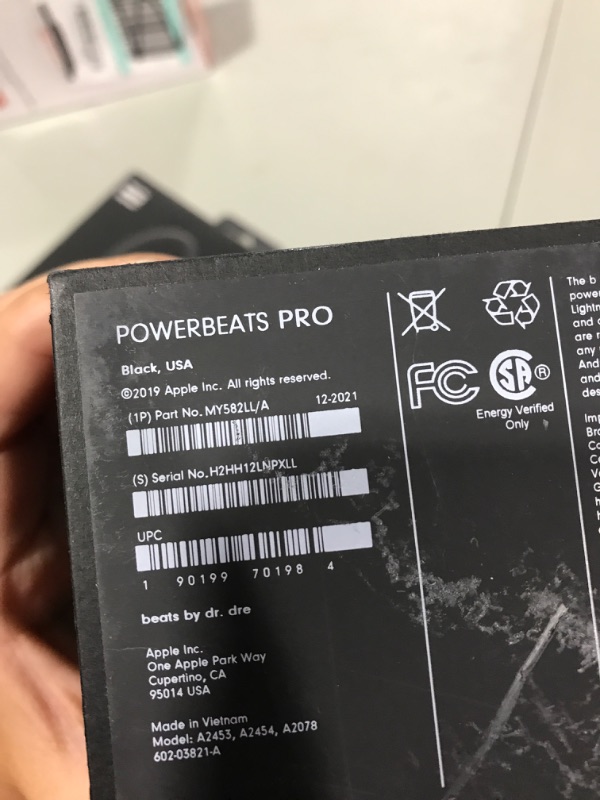 Photo 3 of Powerbeats Pro Wireless Earbuds - Apple H1 Headphone Chip, Class 1 Bluetooth Headphones, 9 Hours of Listening Time, Sweat Resistant, Built-in Microphone - Black---MISSING ONE EARBUD 