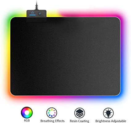 Photo 1 of RGB Gaming Mouse Pad | 7 LED Color | 14 Lighting Mode | Rainbow Effects | Non-Slip & Water-Resistance Cloth Surface | Table mat | Luminous Mousepad/AIRNEA Keyboard Mouse Mat for PC/Laptop/Gamer
